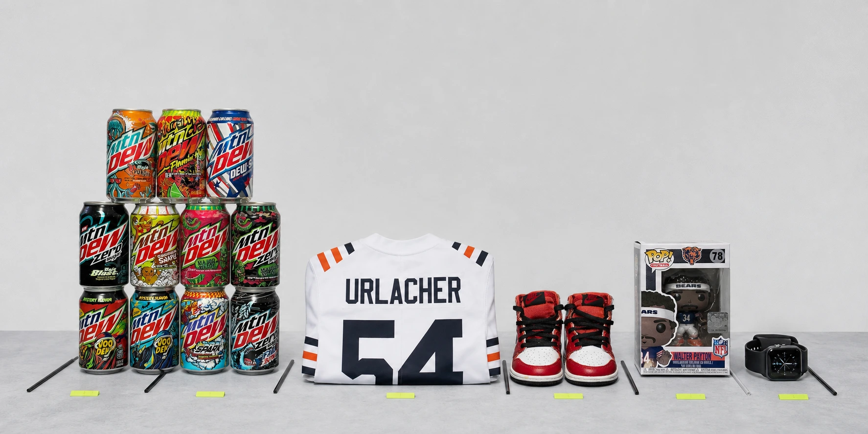 A museum-like display of products previously sold by Discontinued Club