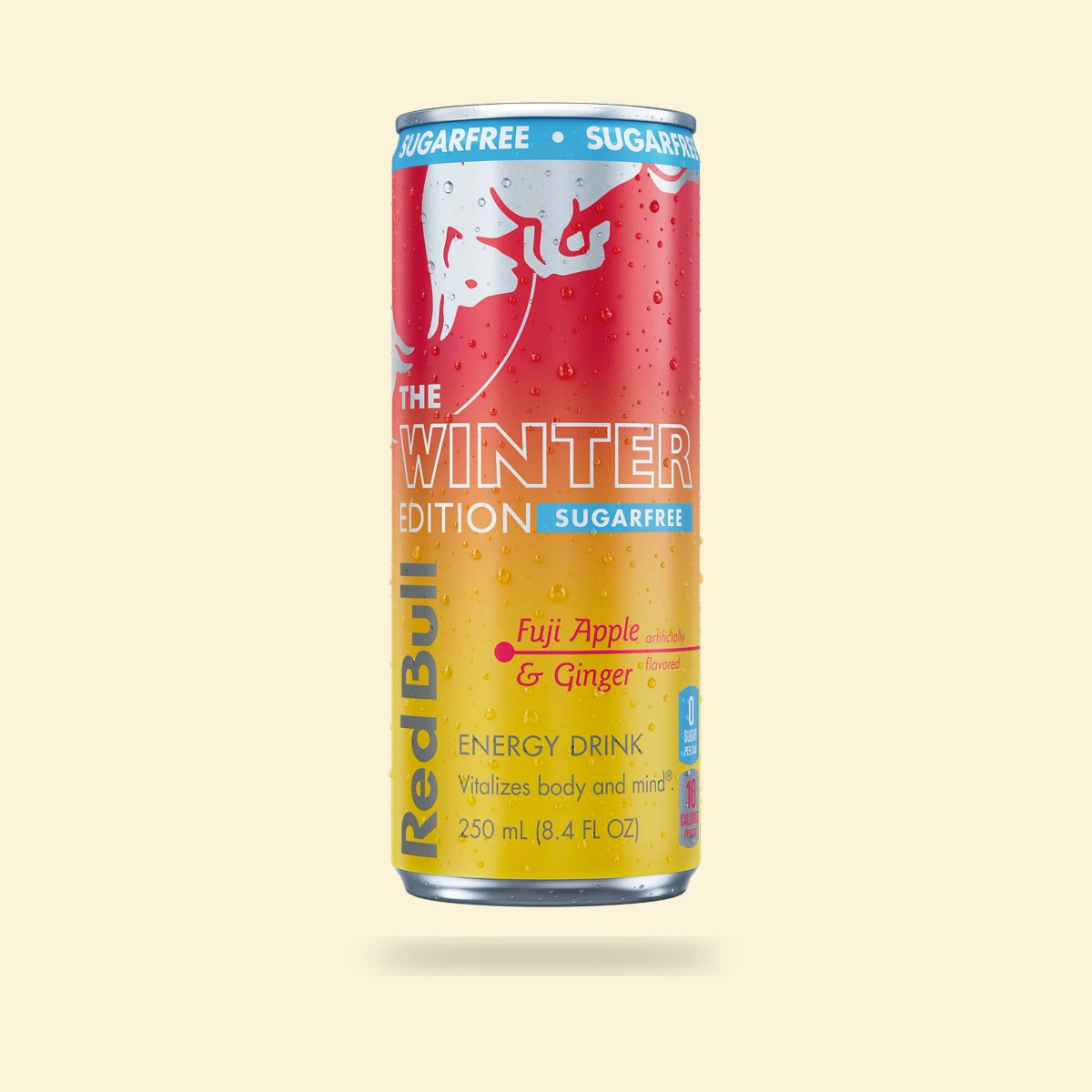 One Red Bull Winter Edition Sugarfree Fuji Apple and Ginger can