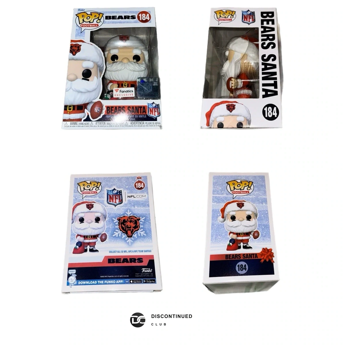 Funko Pop! Chicago Bears Santa #184 Fanatics Exclusive previously sold by Discontinued Club