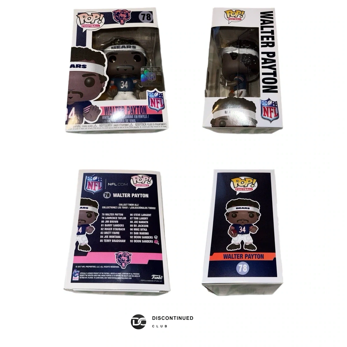Funko Pop! Walter Payton #78 Chicago Bears Figure previously sold by Discontinued Club