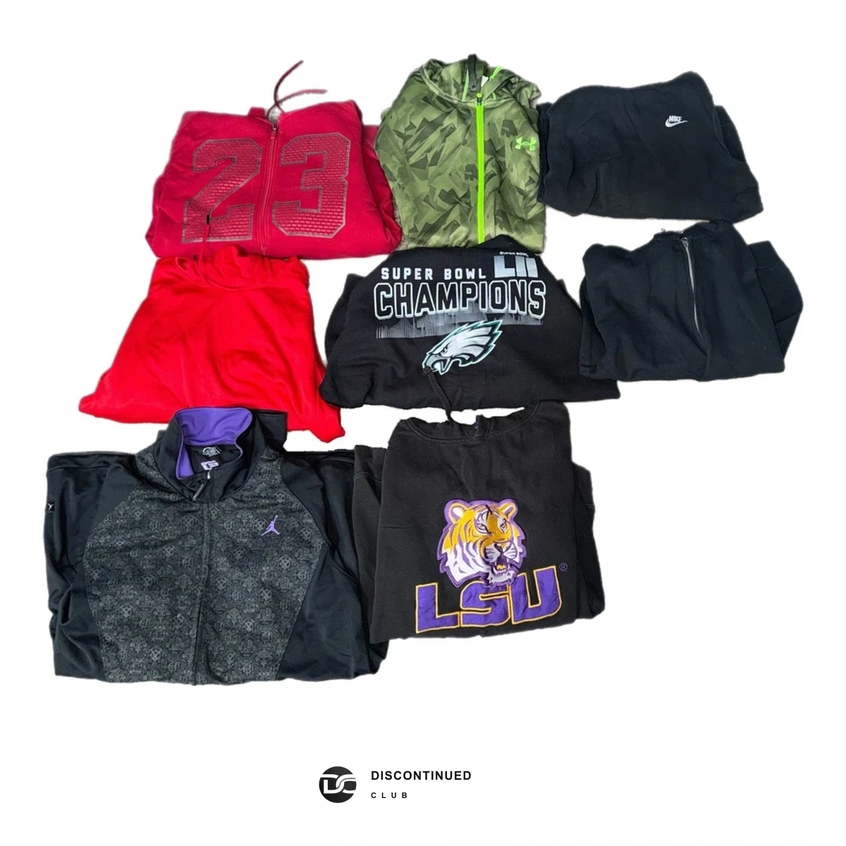 Jordan, Nike, Under Armour, LSU & Eagles Men's Sweatshirt Lot previously sold by Discontinued Club