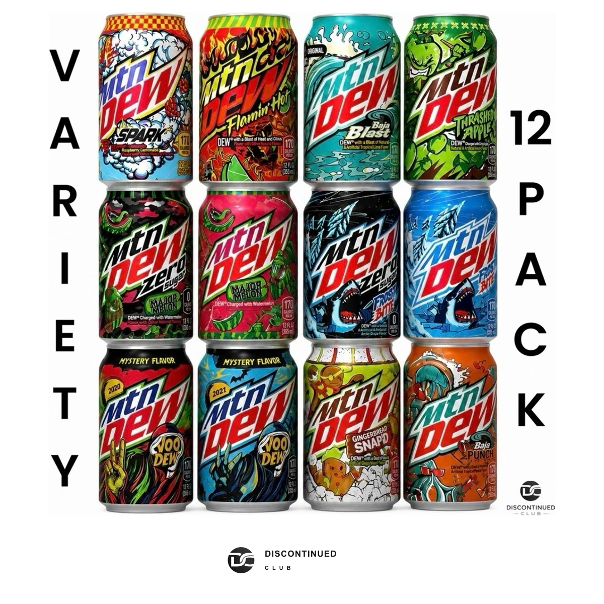 Mountain Dew Assorted Flavor 12-Can Variety Pack previously sold by Discontinued Club